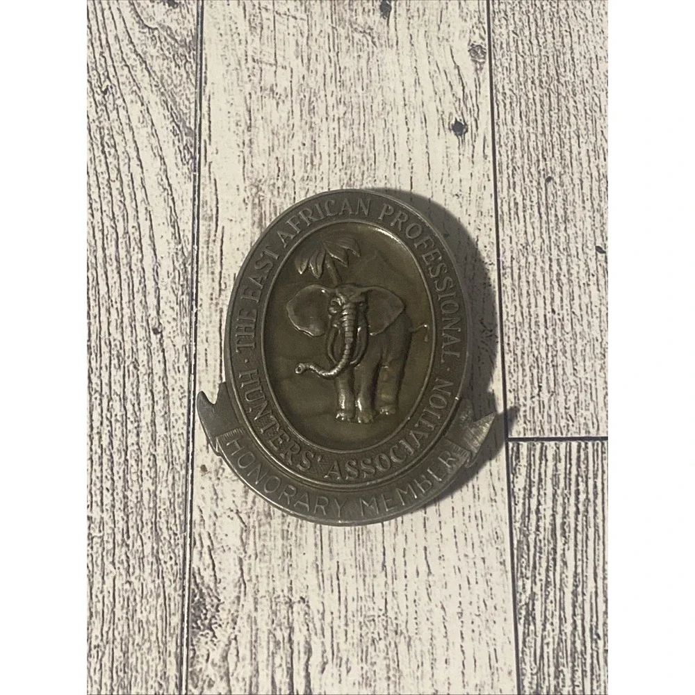 Rare Vtg East African Professional Hunters Association Member Badge Belt Buckle
